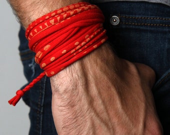 Red Bracelet, Cuff Bracelet, Boyfriend Gift, Gift for Men, Festival Clothing, Mens Gift, Mens Bracelet, Husband Gift, Gift for Boyfriend