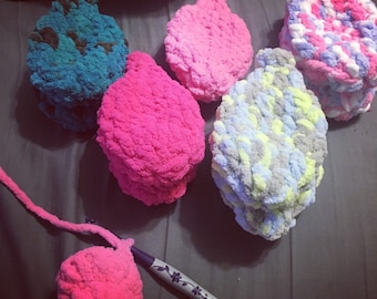 Reusable washable water balloons. Bernat Blanket Yarn. Summer Gift.