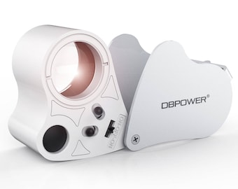 DBPOWER 30X 60X Illuminated Jeweler's Eye Loupe Magnifier Magnifying with LED Lighting, Unique 2 Lens Design