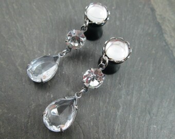 Dangle Plugs - 10g - 8g - 6g - 4g - 2g - 0g - Wedding Gauges - Teardrop Plugs - Wedding Plugs - Prom Plug Earrings