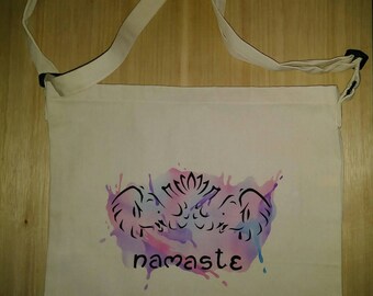 Namaste Messanger Bag, Original design, handpainted 13x15