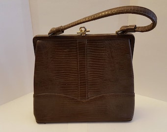 Vintage Brown Snakeskin Handbag/ Vintage Purse