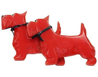 Vintage Red Plastic Scottie Pin