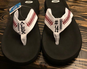Customizable Baseball Flip Flops