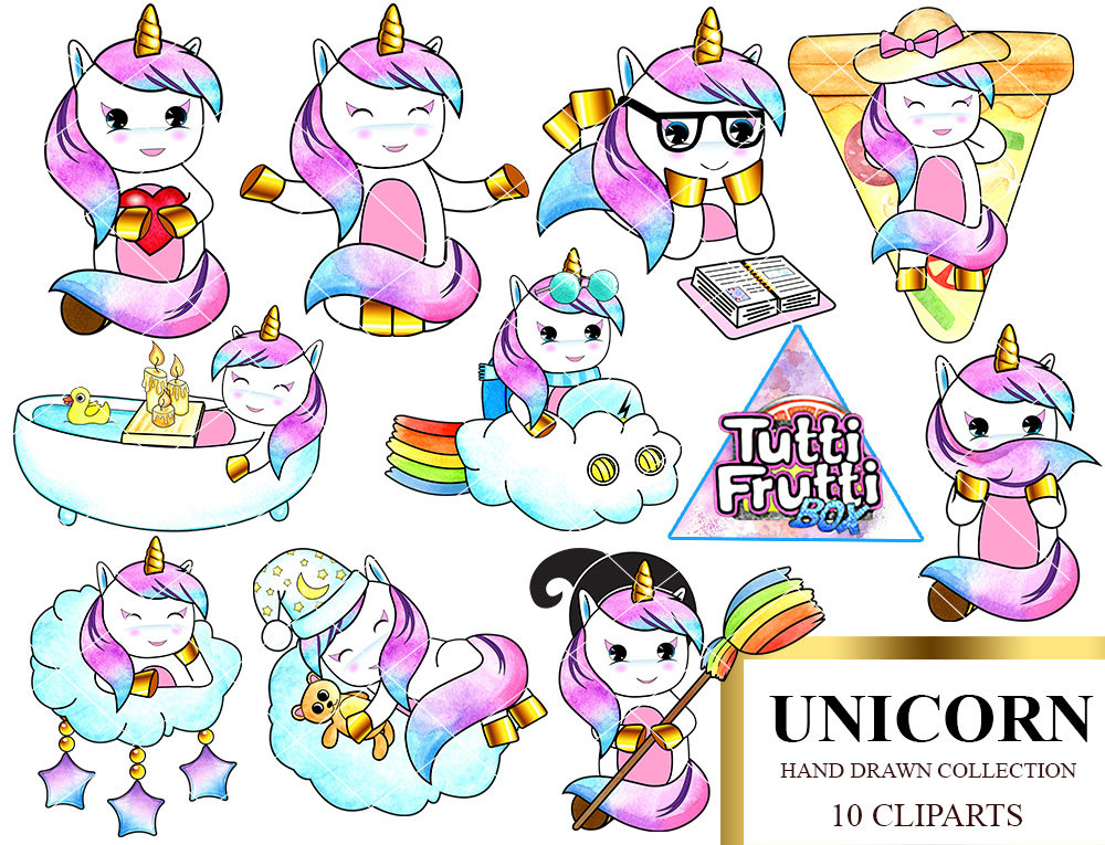 Cute Unicorn  Clipart Watercolor Clip Art Unicorns Sticker  Cute