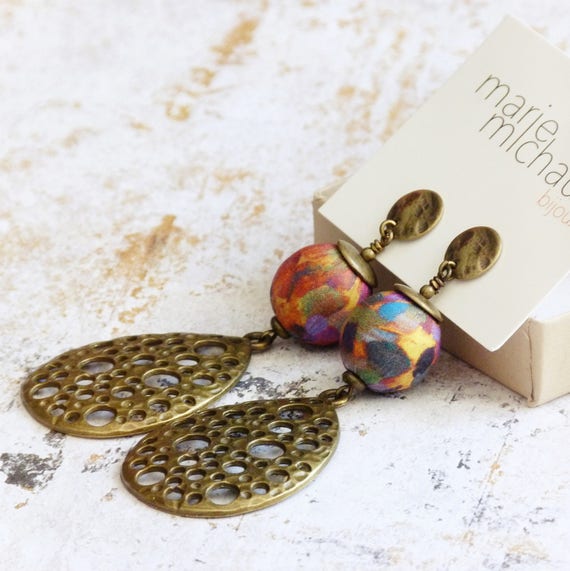 Statement earrings, Boho earrings, Hippie chic earrings, Drop shape earrings, Long earrings,Statement jewelry,Boho jewelry,Free shipping