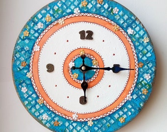 Wall clock, Unique handmade wall clock, Art wall clock, Handmade wall clock