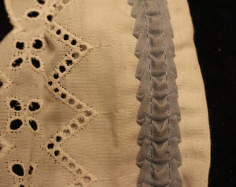 11-D White Eyelet with baby blue woven rickrack VINTAGE