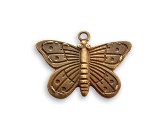 Vintaj Butterfly Charm - Antique Brass Butterfly Charm - Brass Oxidized Butterfly Charm - 14mm x 20mm Natural Brass
