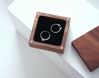 Walnut wood Ring box. Ascetic design ring box. Engagement ring box. Earring box. Necklace box. Jewelry box. Wooden ring box. Wedding rings.
