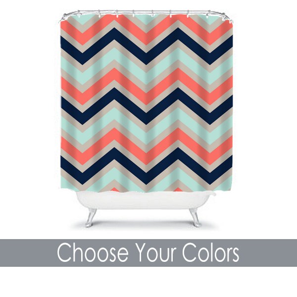 Chevron SHOWER CURTAIN Custom MONOGRAM Personalized Chevron