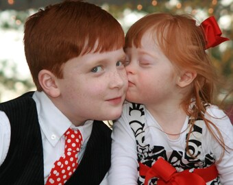Boys Necktie Red and White Polka Dots Toddler Tie