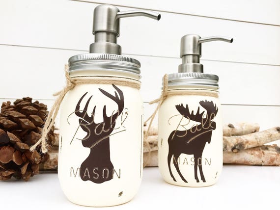 Choose 1 Mason Jar Soap Dispenser Rustic Decor Deer Moose