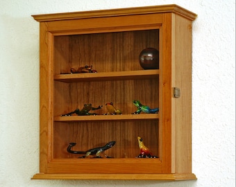 Wall Curio Display Cabinet-Cherry Hardwood