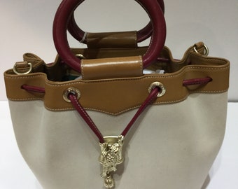 Vintage Keiselstien-Cord canvas and leather hand bag