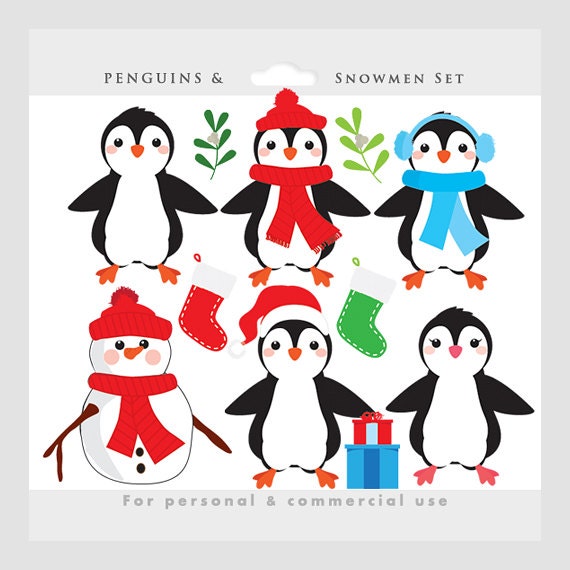 Penguin clipart Christmas clip art penguins snowman