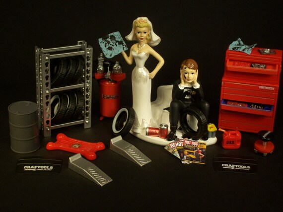 Funny Wedding  Cake  Topper  for Mechanics  AUTO MECHANIC  TIRES