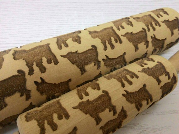 Rolling Pin Wooden Laser Cut Pygmy Goats Nanny-goats Pattern Rolling Pin Wooden Laser Cut Pygmy Goats Nanny-goats Pattern