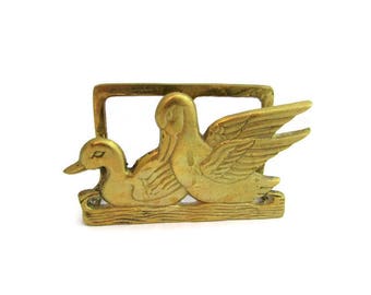 Brass Mail Holder or Napkin Holder with Ducks