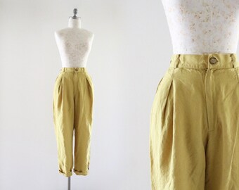 chartreuse linen trousers 31