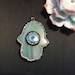 HOT 2Pcs Natural Blue Agate Palm/Vola Shape pave cat's eye and crystal rhinestone pendant beads,connector necklace/bracelet Jewelry Findings