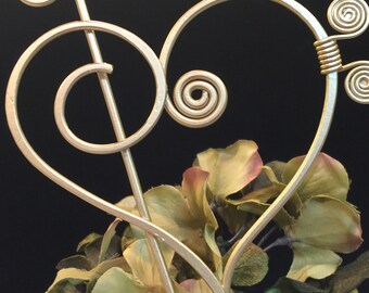 Musical Heart Cake Topper Treble Clef and Bass Music Lover Wedding