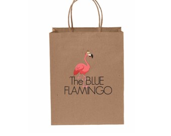 100 Custom Medium Kraft Paper Shopping Bag 8 1/4 x 4 3/4 x 10 1/2 Inches