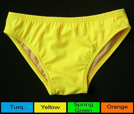 Mens Low Rise Swim Brief Swimsuit in Yellow Turquoise Green