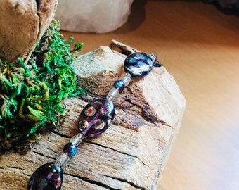 Oil Spot Purple Glass Beaded Bracelet
