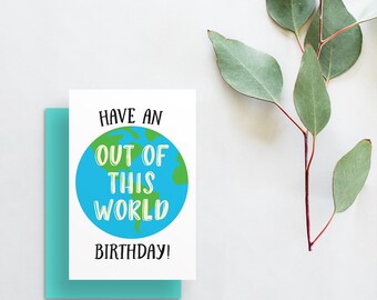 have an out of this world birthday card // fun modern birthday card // hand lettering // printed