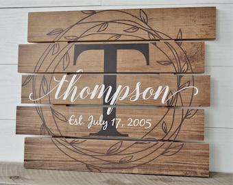 Personalized Family Name Sign Rustic Pallet Wood Monogram Wood 15x18