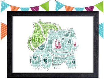 Personalized Gift Bulbasaur Gift Pokemon Gift Pokemon Wall Art Bulbasaur Wall Prints Wall Art Wall Decor Personalised Gift Wall Art Prints