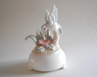 Hummingbird Music Box Musical Hummingbird Pink Flower Vintage Music Box Porcelain Music Box Somewhere Over The Rainbow China