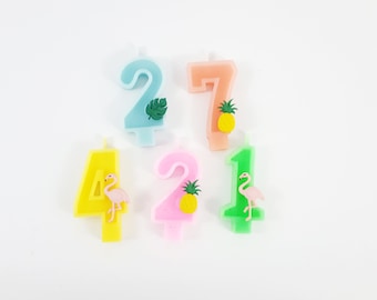 Tropical Flamingo Birthday Number Candles