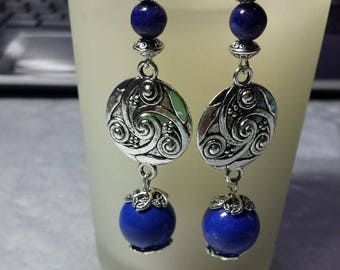 Large genuine lapis lazuli earrings