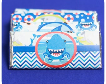 Shark; Shark Party; Shark Birthday Party; Shark Party Favors; Party favors; Shark Candy Bar Wrappers Printed, Cut, and Shipped to you!
