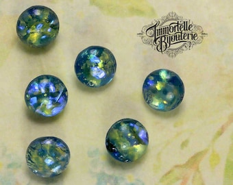 SS30 Light Sapphire Blue Fire Opal Vintage Round 6mm Rhinestone Chatons Jewels - West German High Quality Rare Opals - 12pcs