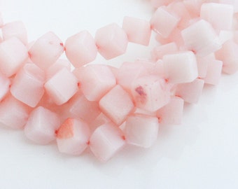 10 x Pink Opal Cube Beads 6mm - Diagonally Drilled, Craft Supplies, Jewellery Making, Beads, UK Seller (GB1126)
