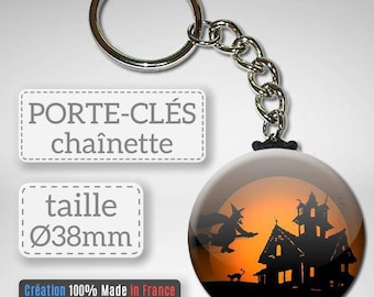 Halloween witch haunted house idea gift party Badge 38 mm decor keychain