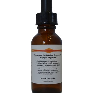 Advanced Anti Aging Serum with Copper Peptide(GHK-Cu) ,Argireline and Hyaluronic Acid 1.2 oz