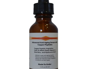 Advanced Anti Aging Serum with Copper Peptide(GHK-Cu) ,Argireline and Hyaluronic Acid 1.2 oz