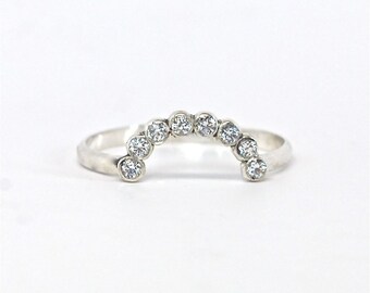 Ring Diamond Half Halo Circle Ring Enhancer Rose Gold White Gold Yellow Gold Halo Ring Half Circle Ring Sterling Silver Enhancer Ring Guard