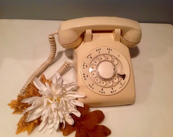 Beige ITT 70's Rotary Desk Phone