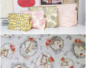 Rose Portraits: Custom Made to Order zipper knitting project bag with wrist strap and inside zipper pocket