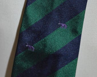 Vintage Elephant Striped Full Length Necktie by Ascot - Cliff