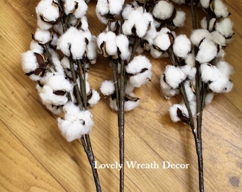Cotton stems ,Cotton boll stalks ,Faux Cotton bolls , Cotton boll stem, Country Rustic bolls stems , Cotton sprays Set of 3