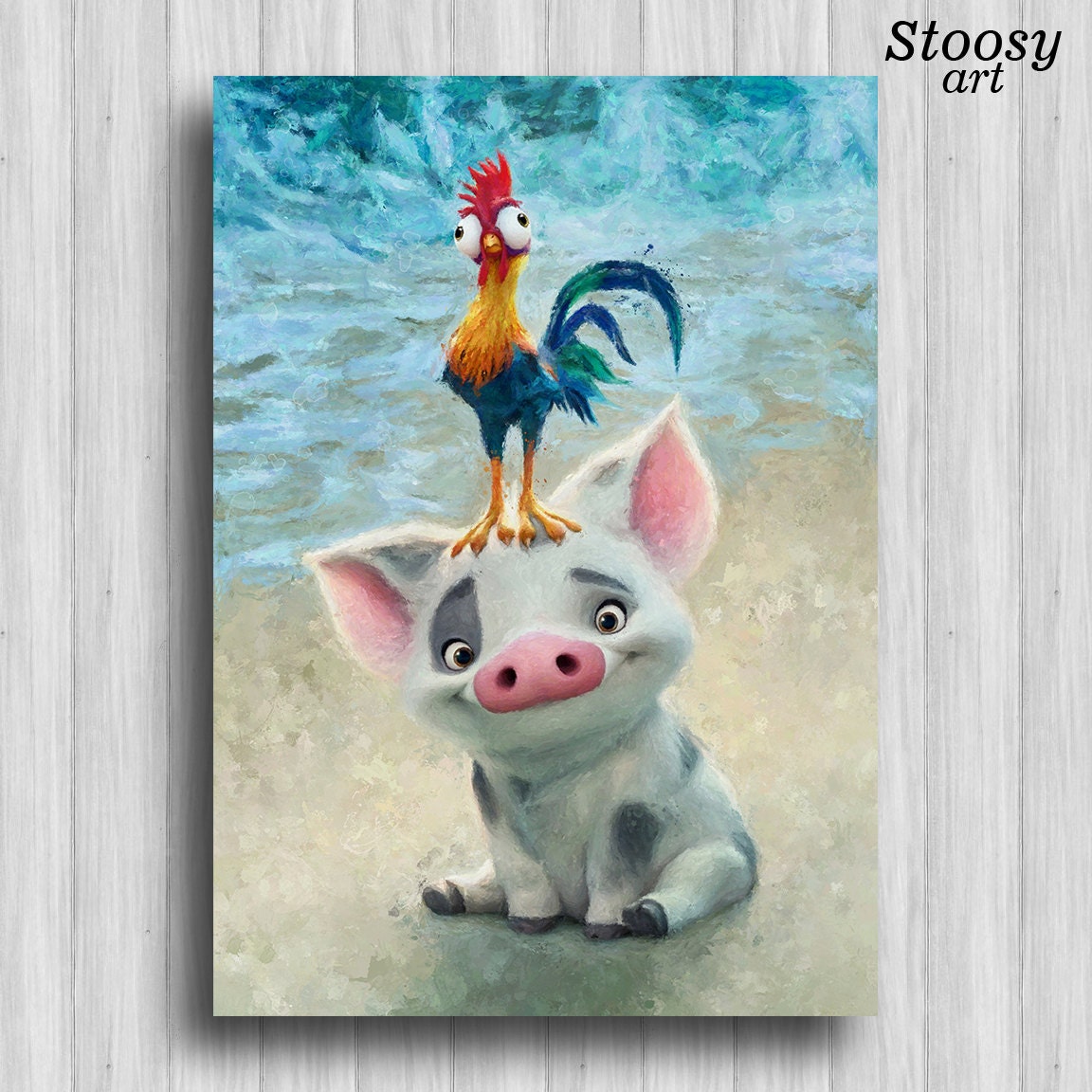 pua and heihei disney poster moana party favors nursery print
