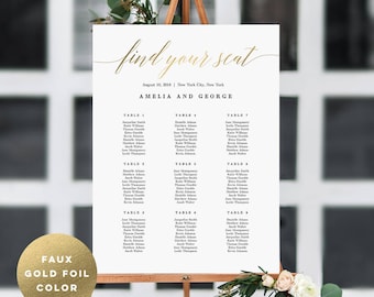 7 Sizes Wedding Seating Chart Template, Editable Wedding Table Seating Chart Poster Sign PDF Instant Download Modern Find Your Seat #MSC