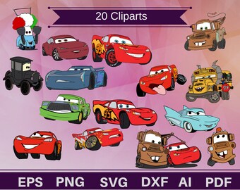 20 Cars cliparts,Lightning Mcqueen,Mcqueen clipart,Mcqueen svg,mcqueen printable,cars printable,cars shirt,cars svg,cars decal,cars gift