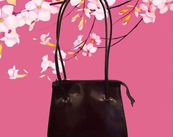 1990's Furla Bag • Shiny Brown Leather • Simple Clean Design • Full Zip Closure • In Great Condition!